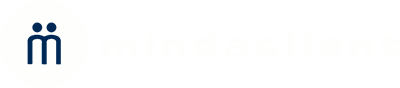 MindaClient CRM software brand logo partial view in dark blue