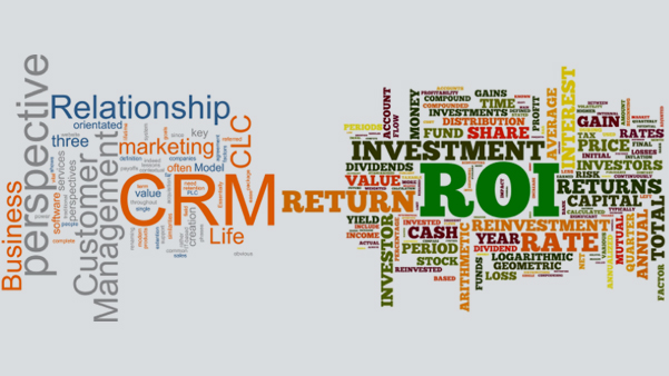 CRM investment business word cloud with terms like return value cash