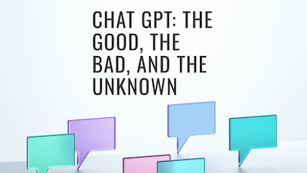 Chat GPT the good the bad and the unknown presentation slide graphic