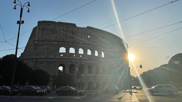 Ancient Roman Colosseum landmark in Rome Italy at daytime