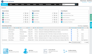 MindaClient CRM data reporting table with client records