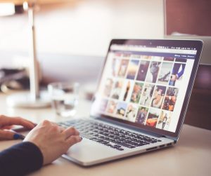 Person using laptop for online business and productivity