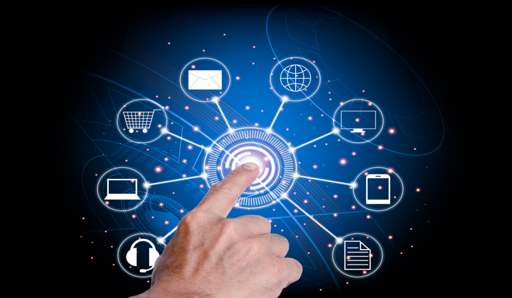 Digital technology network and cloud connectivity concept